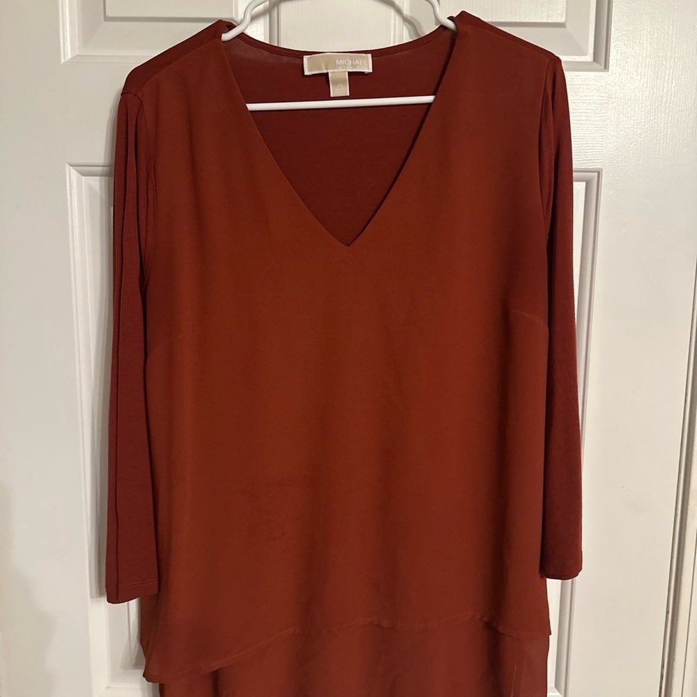 Michael Kors Women's Rust V-Neck Top